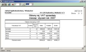 Zestawienie
transakcji VAT w programie